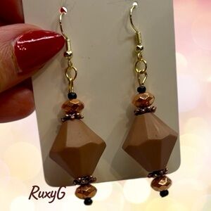 596. Brown and Gold Geometric Earrings
